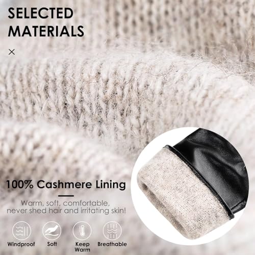 Potopok Women's Winter Sheepskin Touchscreen Gloves with Thermal Cashmere Lining