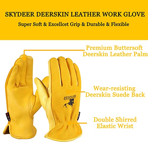 SKYDEER Super Soft Deerskin Leather Work Gloves (SD2212/L)