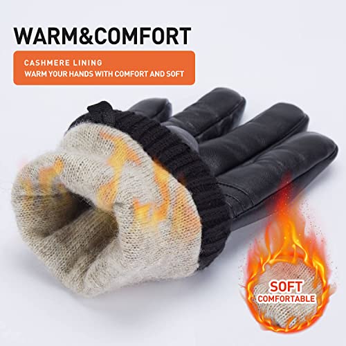 Men's Winter Sheepskin Leather Gloves with Touchscreen Functionality